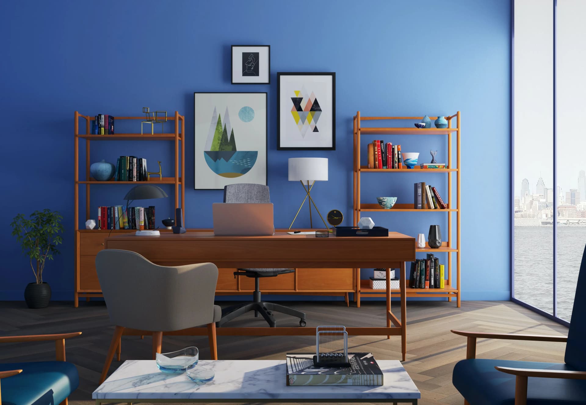 Furnished living and dining room